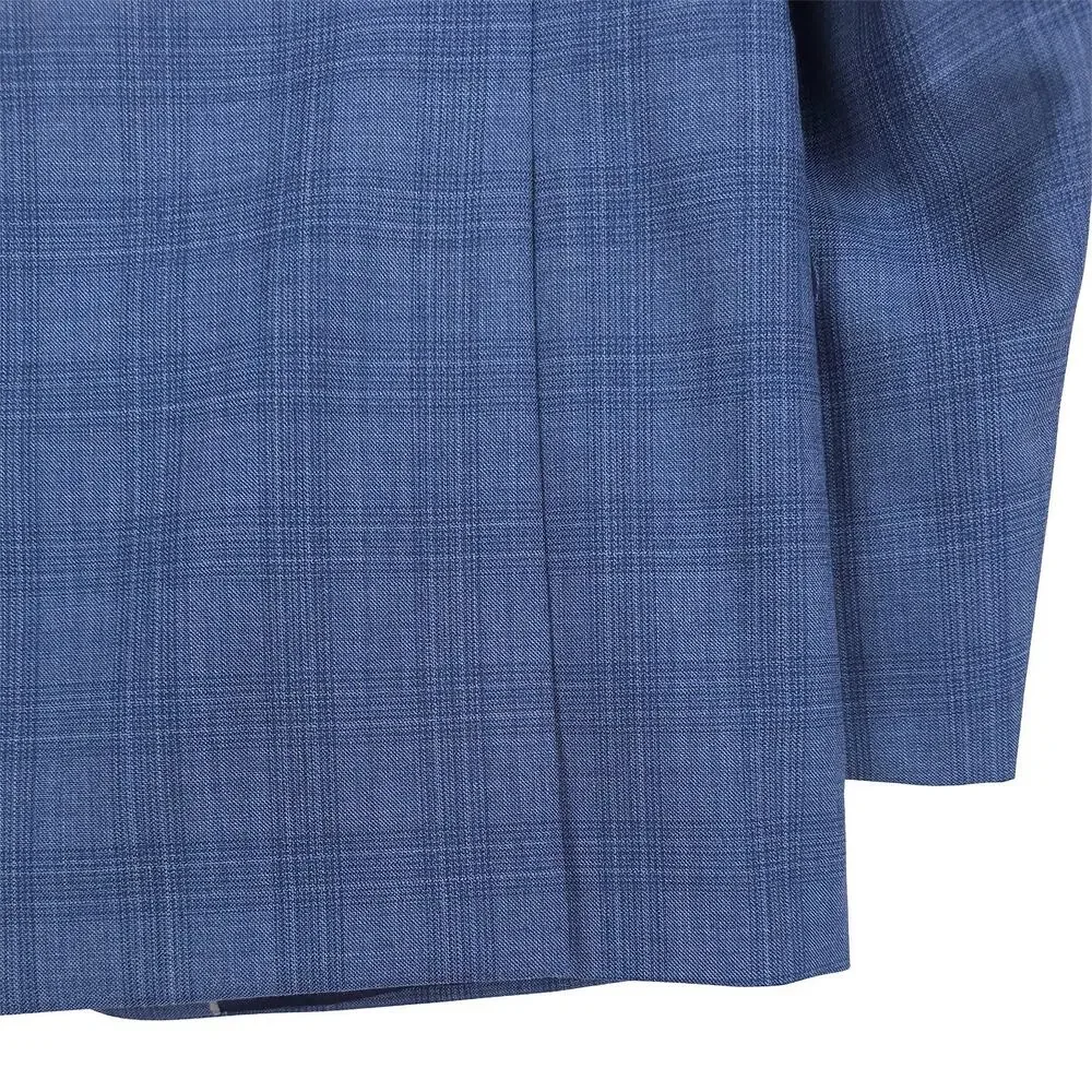 Michael Kors Mens Classic Fit Suit Jacket Blazer 40S Blue Plaid Stretch Wool NWT
